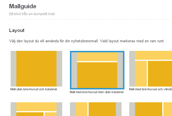 Välj layout för ditt nyhetsbrev
