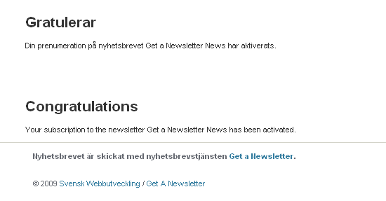 Bekräfta prenumeration