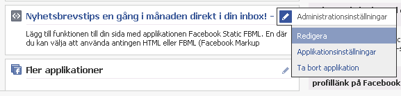 Redigera Facebook applikation Redigera Facebook application