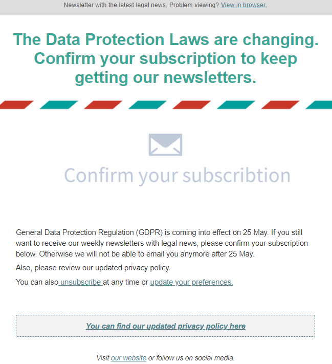 Conservative GDPR re-permission email 